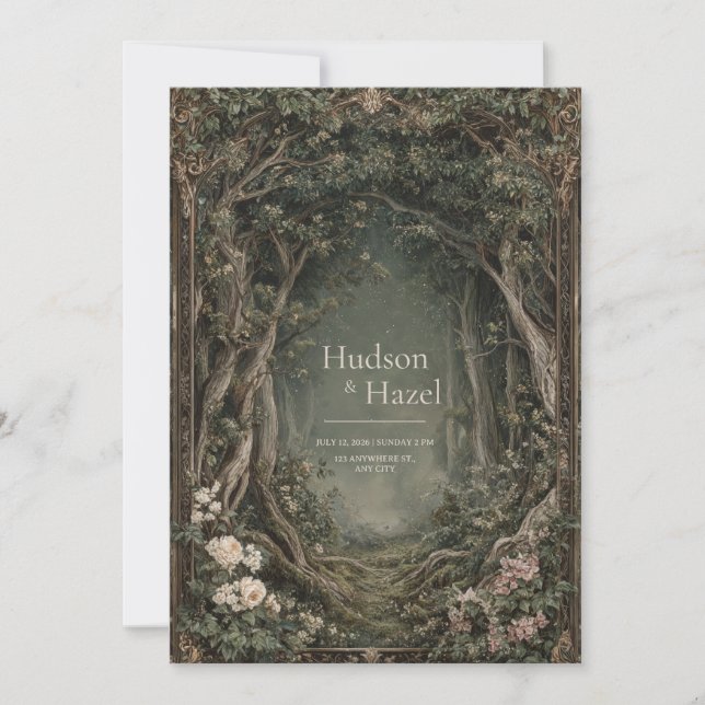 Vintage Fairytale Forest Ornate Frame Wedding Invitation (Front)