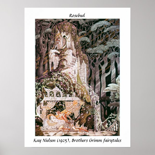 Vintage fairytale Rosebud illustration Kay Nielsen Poster (Front)