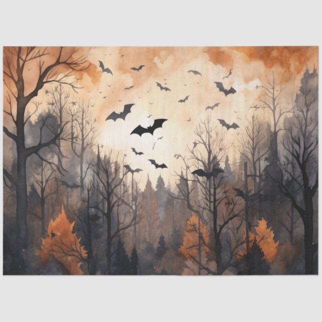 Vintage Fall Autumn Bats Decoupage Tissue Paper (Front)