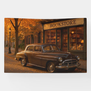 Vintage Fall/Autumn bookstore & car Banner