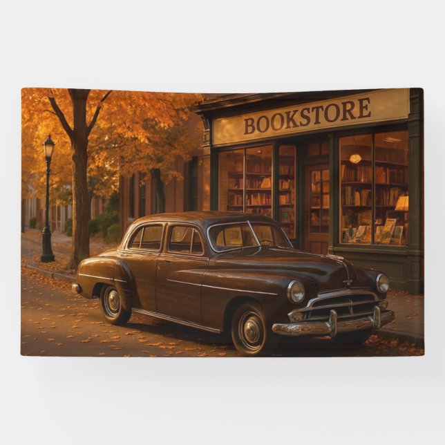 Vintage Fall/Autumn bookstore & car Banner (Horizontal)