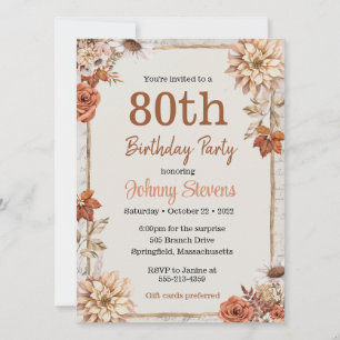 Vintage Fall Autumn Foliage Birthday Party Card
