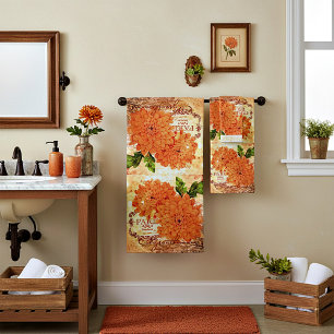 Vintage Fall chrysanthemums Bath Towel Set