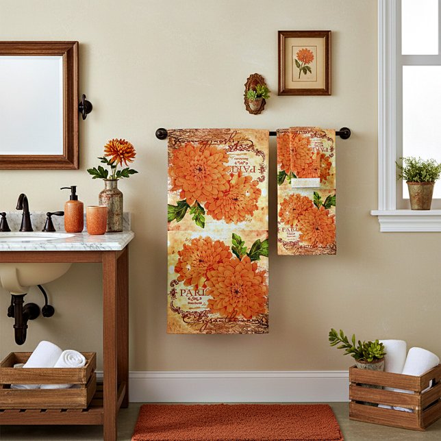 Vintage Fall chrysanthemums Bath Towel Set (Creator Uploaded)