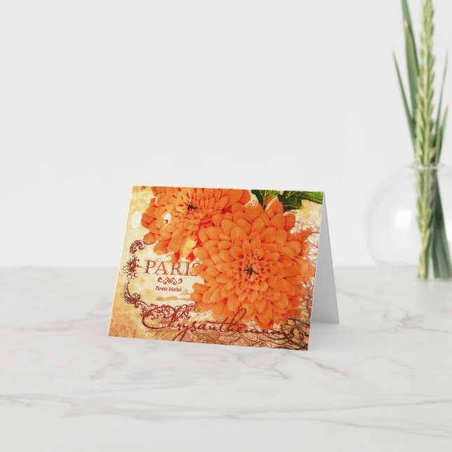 Vintage Fall chrysanthemums Card (Front)