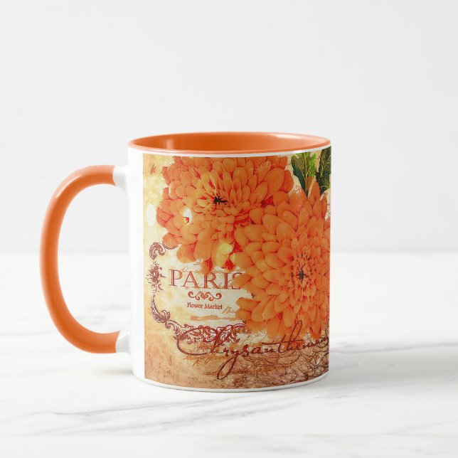 Vintage Fall chrysanthemums Mug (Left)