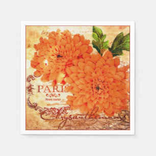 Vintage Fall chrysanthemums Napkin