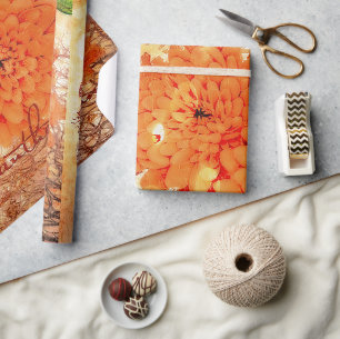 Vintage Fall chrysanthemums Wrapping Paper