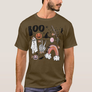 Vintage Fall Cute Ghost Spooky Babe Groovy Hippie  T-Shirt