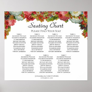 Vintage Fall Floral 7 Table Wedding Seating Chart