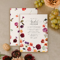 Vintage Fall Garden Flowers Script Bridal Shower