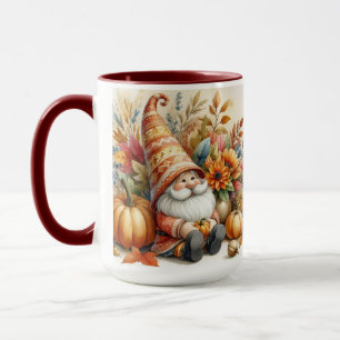 Vintage Fall Gnomes with Autumn leaves Mug