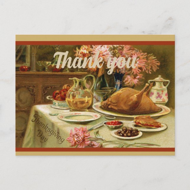 Vintage Fall Happy Thanksgiving Turkey Rustic Postcard (Front)