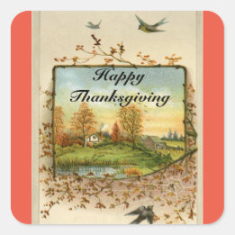 Vintage Fall Landscape Thanksgiving Stickers