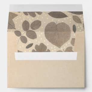 Vintage Fall Leaves and Gold Dots Wedding Envelope