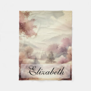 Vintage Fall Leaves Scenery neutral colors  Fleece Blanket