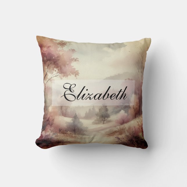 Vintage Fall Leaves Scenery neutral colours  Cushion (Front)