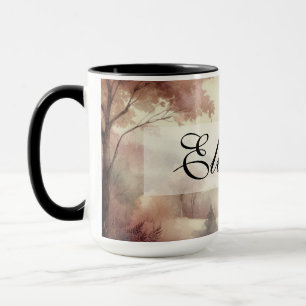 Vintage Fall Leaves Scenery neutral colours Mug