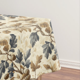 Vintage Fall Oak Leaf   Elegant Blue and Gold Tablecloth