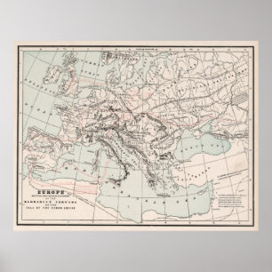 Vintage Fall of The Roman Empire Map (1901) Poster
