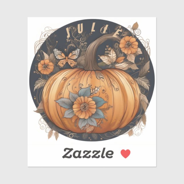 Vintage Fall Pumpkin. Fall Pumpkin and Flowers,    (Sheet)