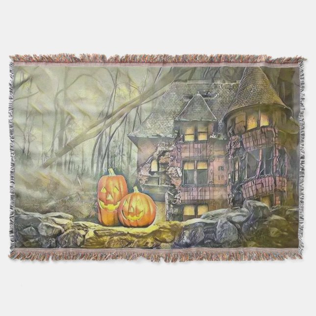 Vintage Fall pumpkins fall colours drawing  Throw  (Front)