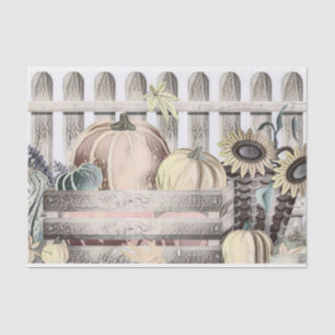 Vintage Fall pumpkins fall colours drawing  Tissue Paper