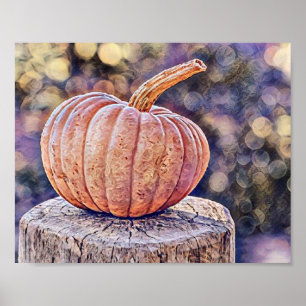 Vintage Fall pumpkins fall colours watercolor Poster