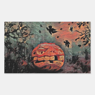 Vintage Fall pumpkins fall colours watercolor  Rec Rectangular Sticker
