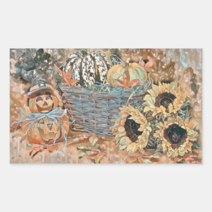 Vintage Fall pumpkins fall colours watercolor  Sho Rectangular Sticker