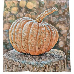 Vintage Fall pumpkins fall colours watercolor  Sho Shower Curtain
