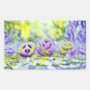 Vintage Fall pumpkins fall colours watercolor  Squ Rectangular Sticker
