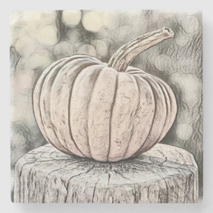Vintage Fall pumpkins fall colours watercolor  Stone Coaster