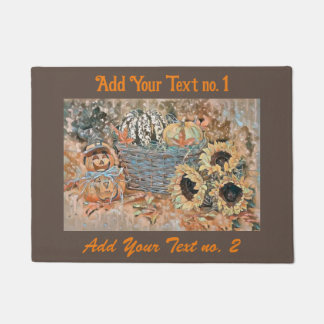Vintage Fall pumpkins fall colours watercolor  Thr Doormat