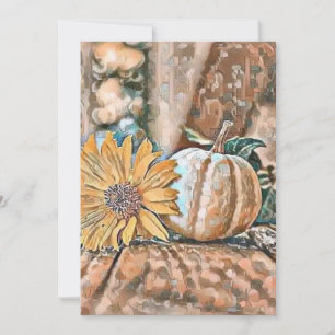 Vintage Fall pumpkins fall colours watercolor Thr Invitation