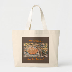Vintage Fall pumpkins fall colours watercolor  Thr Large Tote Bag