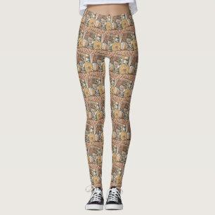 Vintage Fall pumpkins fall colours watercolor  Thr Leggings