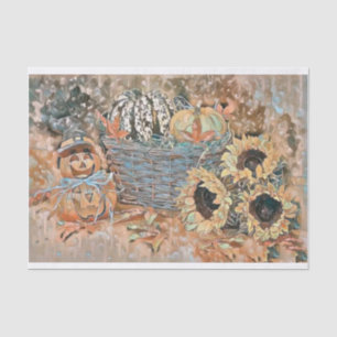Vintage Fall pumpkins fall colours watercolor Tissue Paper