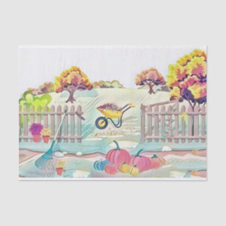 Vintage Fall pumpkins fall colours watercolor  Tissue Paper