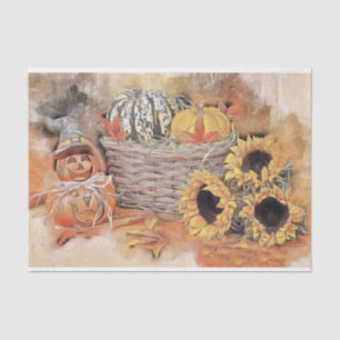 Vintage Fall pumpkins fall colours watercolor Tissue Paper