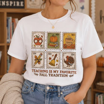 Vintage Fall Teacher Postage Stamp Graphic