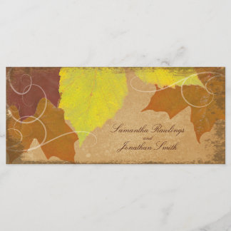 Vintage Fall Wedding Church Program Autumn Leaves Programme