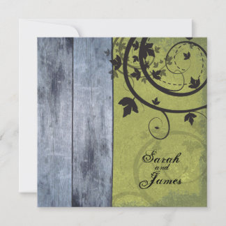 Vintage Fall Wedding Invitation Blue Barn Board