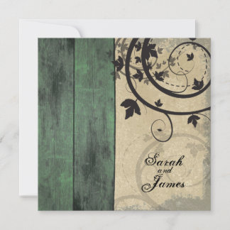 Vintage Fall Wedding Invitation Green Barn Board