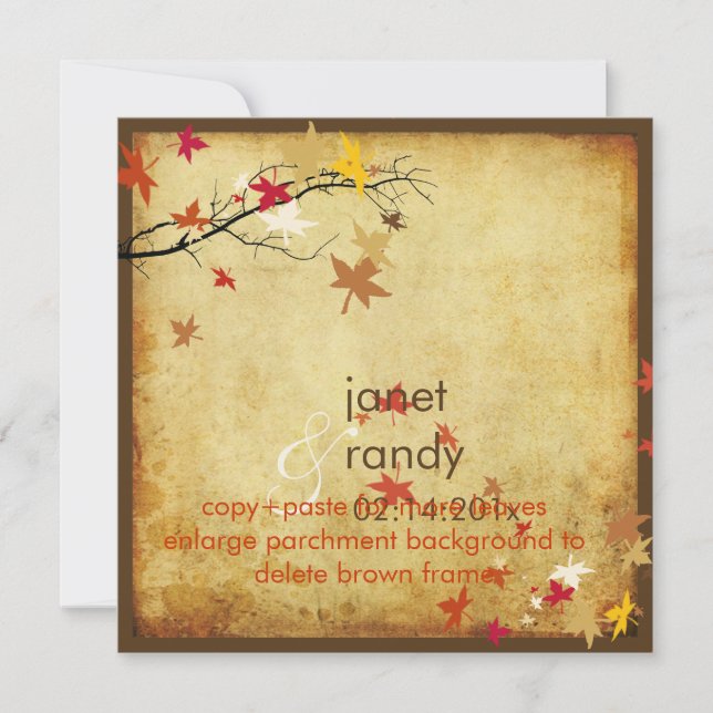 Vintage Fall wedding invitations/maple leaves Invitation (Front)