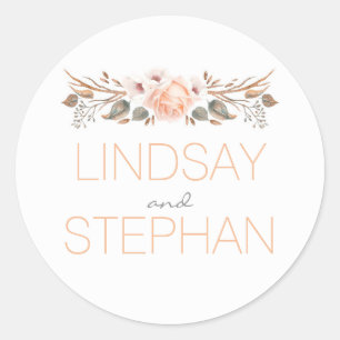 Vintage Fall Woodland Garden Watercolor Wedding Classic Round Sticker