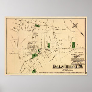 Vintage Falls Church VA Map (1879) Poster