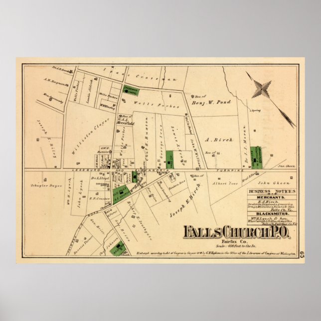 Vintage Falls Church VA Map (1879) Poster (Front)