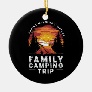 Vintage Family Camping Trip 2024 Matching Group Ceramic Tree Decoration