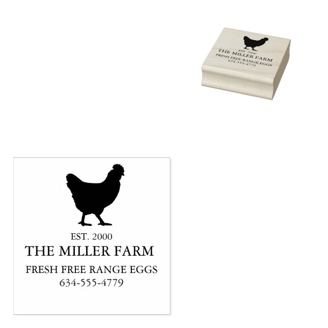vintage Family Chicken Farm Business Rubber Stamp (Stamped)